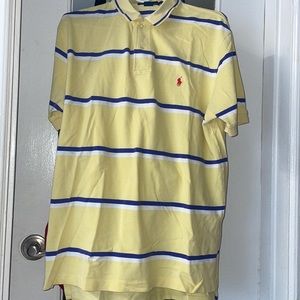 Mens striped Polo by Ralph Lauren Size Large 100% cotton Made in Sri Lanka